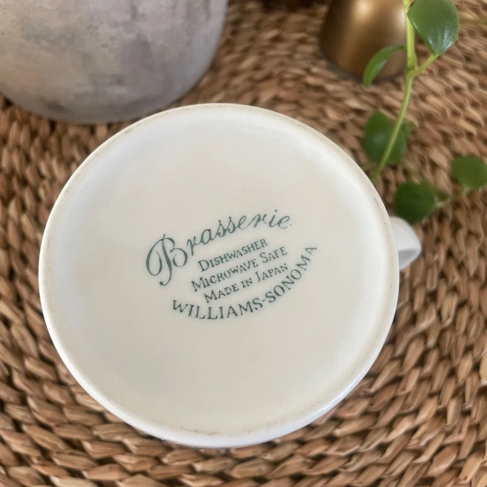 Williams Sonoma Brasserie Yellow Gold Tan Coffee Tea Mug Cup 4”x3.25” RARE HTF!